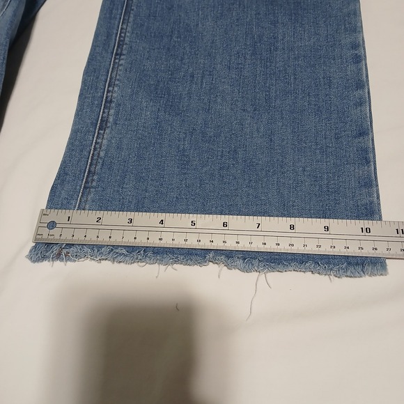 OAT New York Women Wide Leg Cropped Jeans Frayed Hem Blue Size 6 28 - Picture 7 of 8